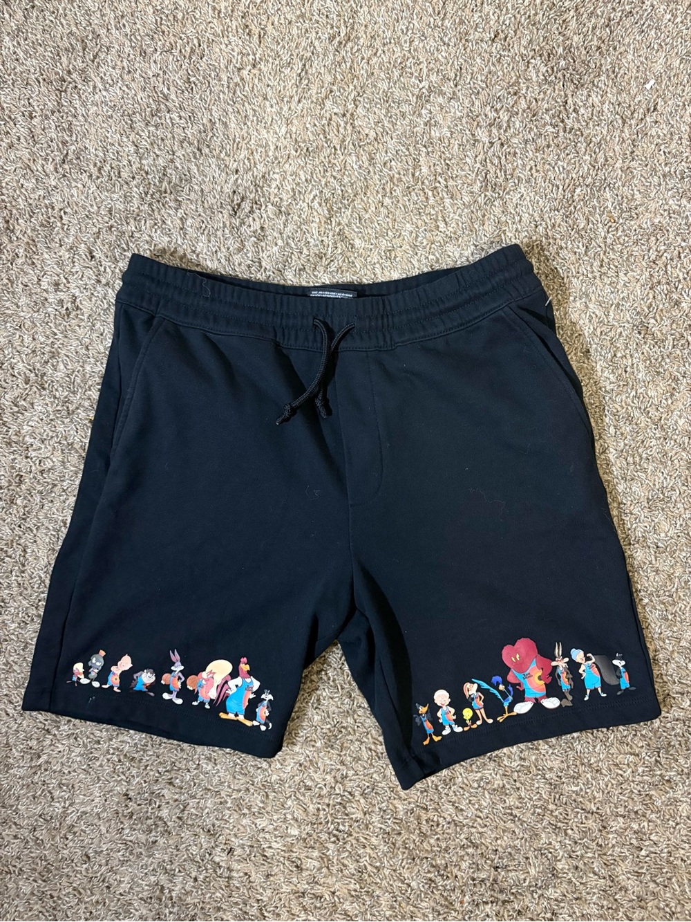 Space Jam Shorts Men’s‎ L Forever 21 Black Sweat Shorts